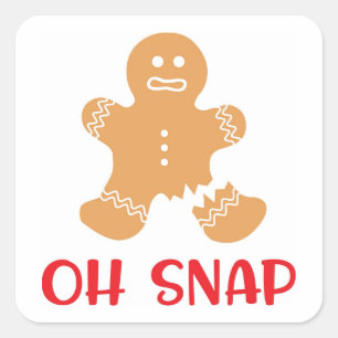 Oh Snap Weihnachten Xmas Feiertag Lebkuchen Quadratischer Aufkleber