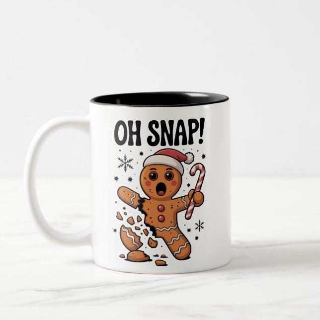 Oh Snap! Weihnachts-Gingerbread-Cookie-Santa-Hut  Zweifarbige Tasse (Links)