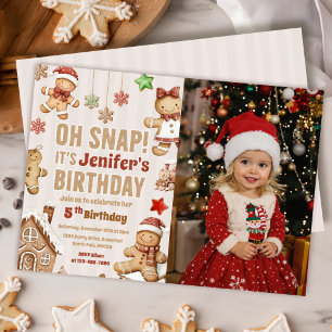 Oh Snap Weihnachts-Gingerbread Geburtstagsfoto Einladung