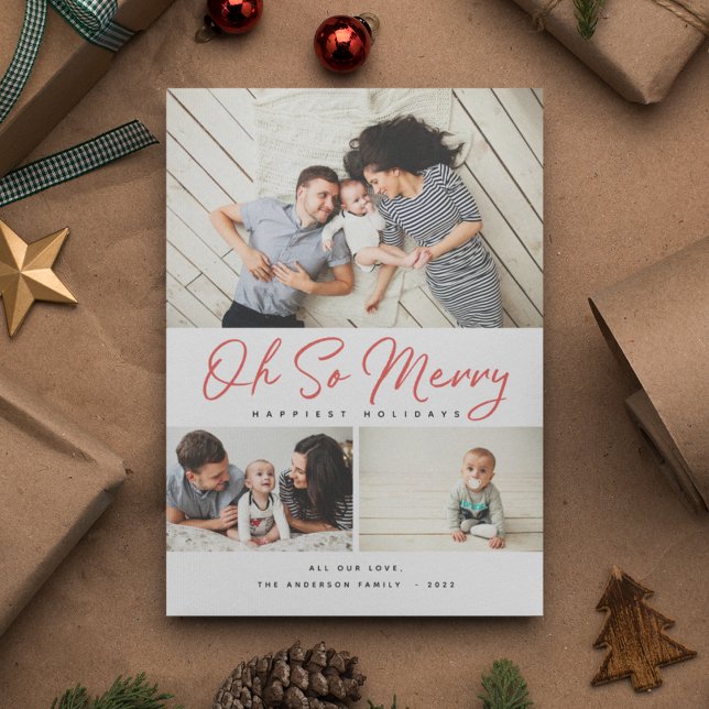 Oh So froh Red Script Collage 3 Foto Weihnachten (Von Creator hochgeladen)