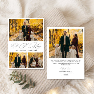 Oh, so froh Script Autumn Familie 3 Foto Feiertagskarte