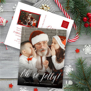 Oh So Jolly Simple Script Modernes Weihnachts-Foto Feiertagspostkarte