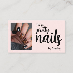 Oh So Pretty Nageldesignerin Skript Rosa Foto QR C Visitenkarte