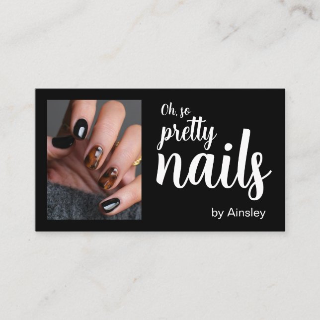 Oh So Pretty Nail Artist Script Photo QR Code Visitenkarte (Vorderseite)