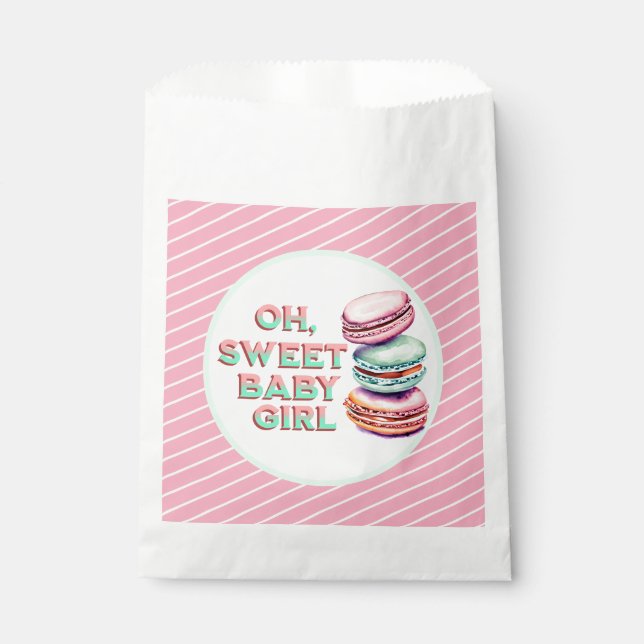 Oh Sweet Baby Girl Macaron Themed Baby Dusche Geschenktütchen (Vorderseite)