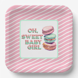 Oh Sweet Baby Girl Macaron Themed Baby Dusche Pappteller