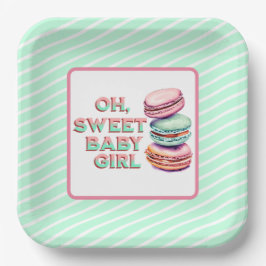 Oh Sweet Baby Girl Macaron Themed Baby Dusche Pappteller