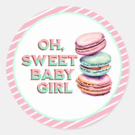 Oh Sweet Baby Girl Macaron Themed Baby Dusche Runder Aufkleber