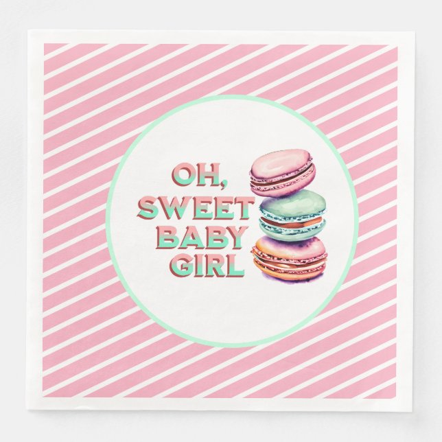 Oh Sweet Baby Girl Macaron Themed Baby Dusche Serviette (Vorderseite)