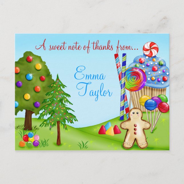 Oh Sweet Candy Land Cupcakes und Lollipops Postkarte (Vorderseite)