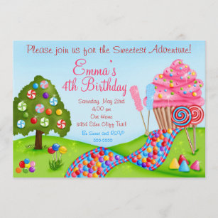 Oh Sweet Candyland Geburtstagskuchen Einladungen