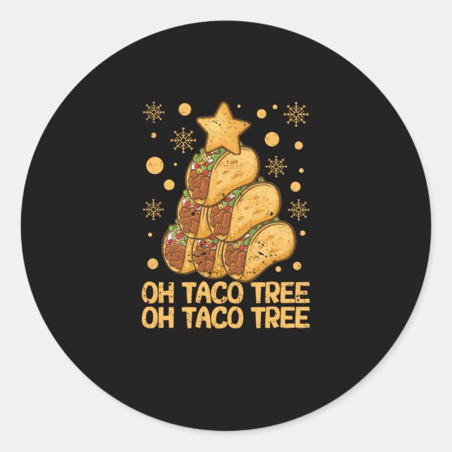 Oh Taco Tree Christmas Pajamas Xmas Mexican Food Runder Aufkleber (Vorderseite)