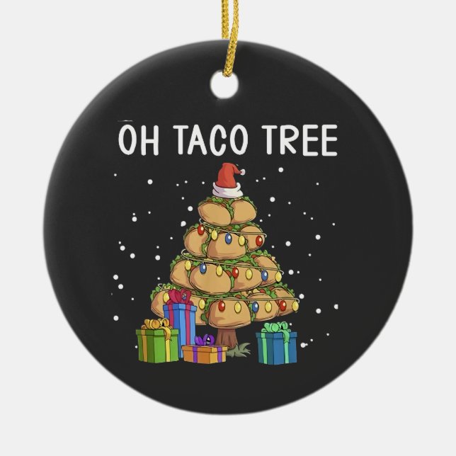 Oh, Taco Tree Funny mexikanisches Essen Ugy Weihna Keramik Ornament (Vorne)
