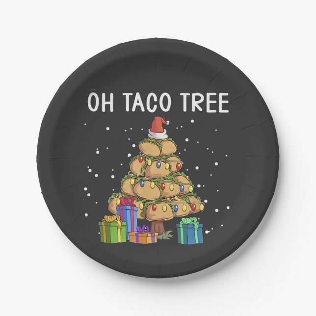 Oh, Taco Tree Funny mexikanisches Essen Ugy Weihna Pappteller (Vorderseite)