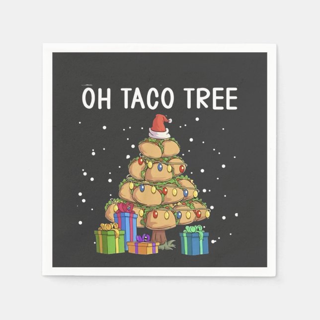 Oh, Taco Tree Funny mexikanisches Essen Ugy Weihna Serviette (Vorderseite)