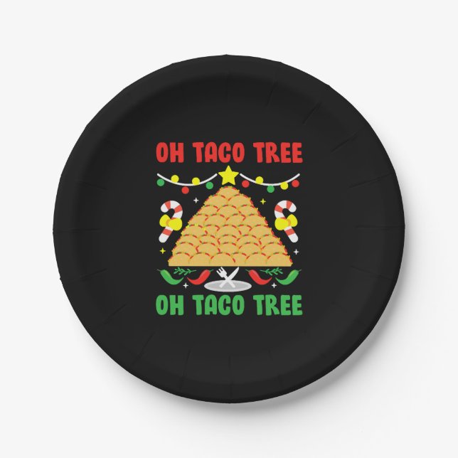Oh Taco Tree Mexican Food Taco Lover Christmas Pappteller (Vorderseite)