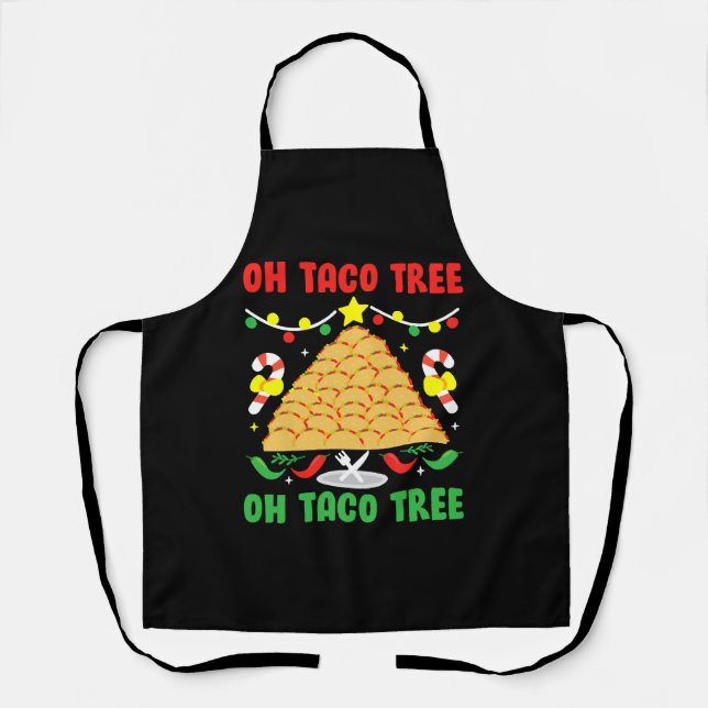 Oh Taco Tree Mexican Food Taco Lover Christmas Schürze (Vorderseite)