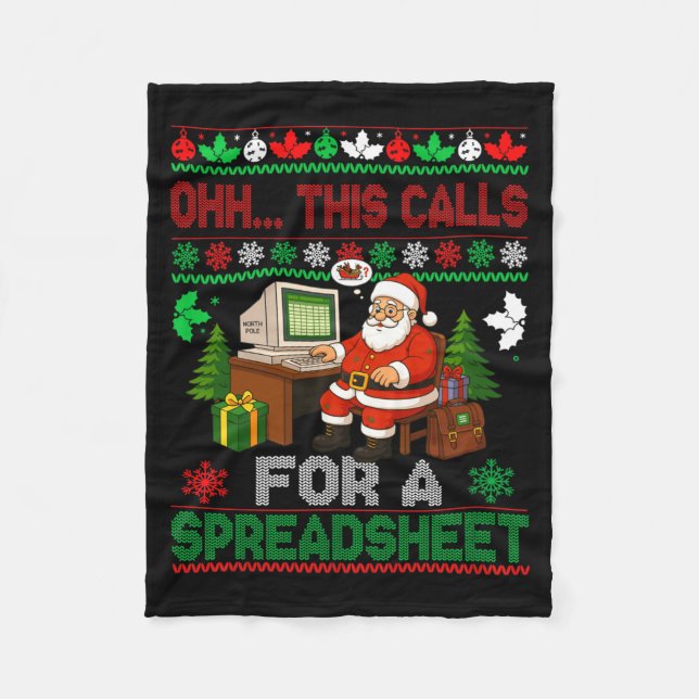 Oh This Calls For A Spreadsheet Christmas Sweater  Fleecedecke (Vorderseite)