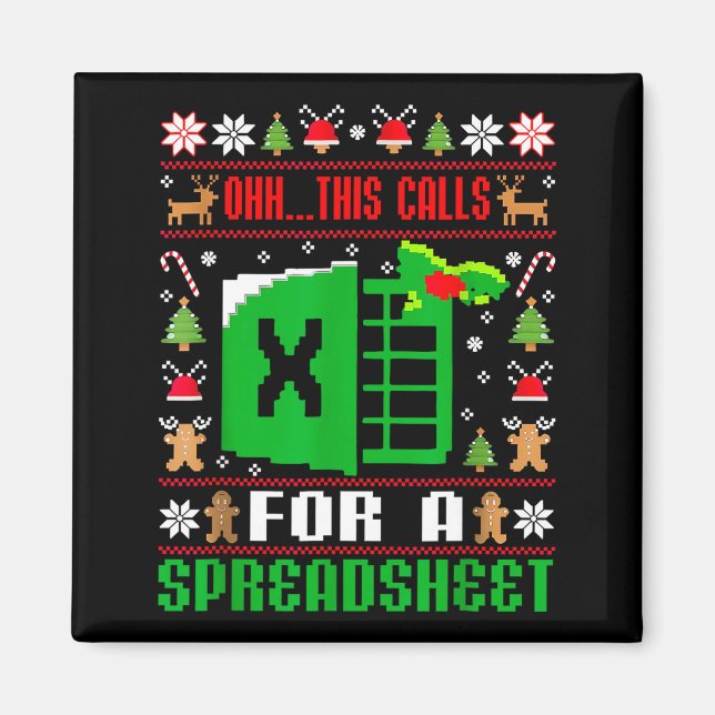 Oh This Calls For A Spreadsheet Christmas Sweater  Magnet (Vorne)
