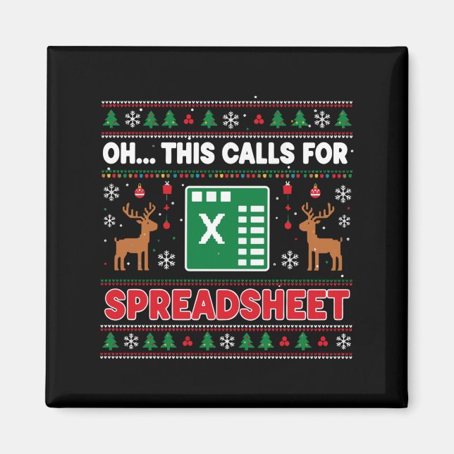 Oh This Calls For A Spreadsheet Christmas Sweater  Magnet (Vorne)