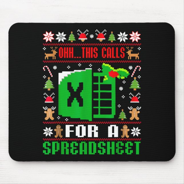 Oh This Calls For A Spreadsheet Christmas Sweater  Mousepad (Vorne)