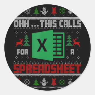 Oh This Calls For A Spreadsheet Christmas Sweater  Runder Aufkleber