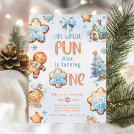 Oh, was Fun Blue Junge Weihnachten 1. Geburtstag Einladung