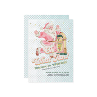 Oh, was Fun Blue Retro Santa Themed Girl Geburtsta Einladung