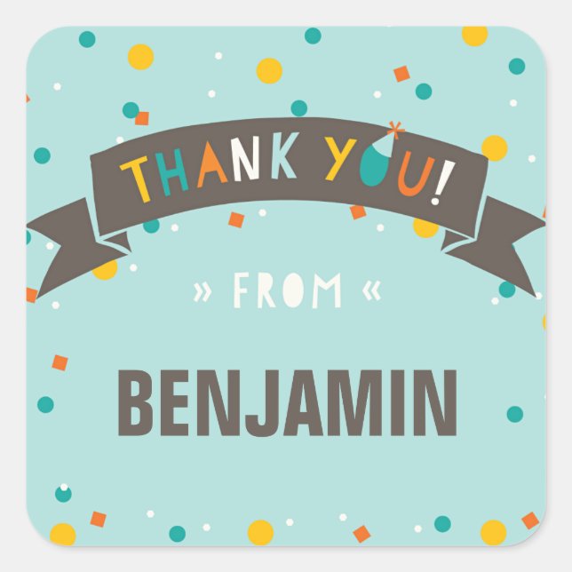 Oh, was Fun Confetti Geburtstag Danke Sticker (Vorderseite)