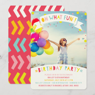 Oh, was Fun Confetti Girl Geburtstagsparty einlade Einladung