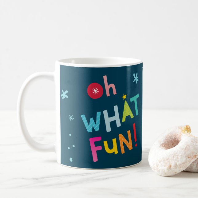 OH WAS FUN FOTO moderne bunte Typografie Kaffeetasse (Mit Donut)