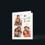 OH WAS FUN moderne niedliche lustige bunte Typogra Feiertagskarte<br><div class="desc">per kat massard >>> WWW.SIMPLYSWEETPAPERIE.COM<<< A fun and cheeky card design featuring the quote OH WHAT FUN,  bold and bright!! Original illustrated typographical elements,  by me! NOTE >> Kontaktieren Sie mich kat@simplysweetpaperie.com wenn Sie Hilfe benötigen,  um Ihre Fotos perfekt zu verändern!</div>