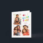 OH WAS FUN moderne niedliche lustige bunte Typogra Feiertagskarte<br><div class="desc">per kat massard >>> WWW.SIMPLYSWEETPAPERIE.COM<<< A fun and cheeky card design featuring the quote OH WHAT FUN,  bold and bright!! Original illustrated typographical elements,  by me! NOTE >> Kontaktieren Sie mich kat@simplysweetpaperie.com wenn Sie Hilfe benötigen,  um Ihre Fotos perfekt zu verändern!</div>