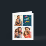 OH WAS FUN moderne Spaß niedliche bunte Typografie Feiertagskarte<br><div class="desc">per kat massard >>> WWW.SIMPLYSWEETPAPERIE.COM<<< A trendy Christmas card design for your family with original illustrated typographical elements,  by me! NOTE >> Kontaktieren Sie mich kat@simplysweetpaperie.com wenn Sie Hilfe benötigen,  um Ihre Fotos perfekt zu verändern!</div>