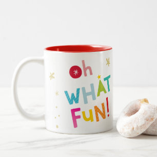 OH WAS FUN niedliche moderne, farbenfrohe Typograf Zweifarbige Tasse