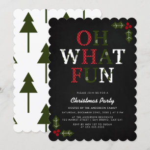 OH WAS FUN Typografie & Weihnachtsbaumen Feier Einladung
