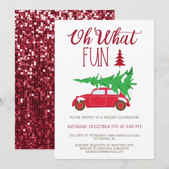 OH WAS FUN Weihnachten Party EDITABLE Einladung (Vorne/Hinten)