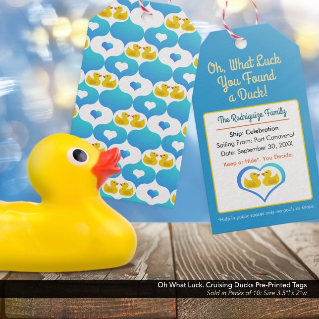 Oh, was für ein Glück. Cruising Ducks, vorbedruckt Geschenkanhänger (Oh What Luck You Found a Duck!–Cruise Ducks Pre-Printed Tags. Custom, with your name & cruise info.)