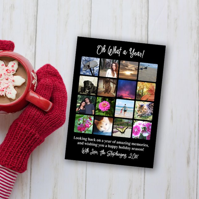 Oh, was für ein Jahr im Review 16 Foto Picture Col Karte (year in review photo collage 16 photo christmas card)
