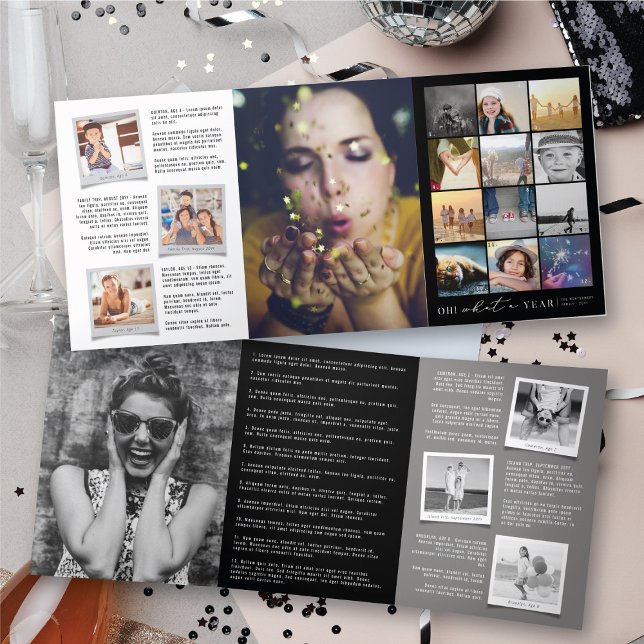 Oh, was für ein Jahr in der Überprüfung Moderne 20 Dreifach Gefaltete Urlaubskarte (Oh What A Year In Review Modern 20 Photo Collage Tri-Fold Holiday Card @ fat_fa_tin)