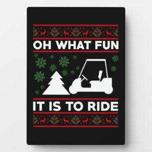 Oh was für ein Spaß es ist, Golf Cart Weihnachten Fotoplatte