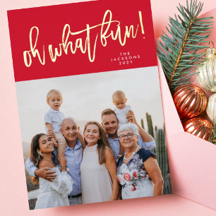 Oh was für ein Spaß GOLD geprägt Weihnachten Rot F Folien Feiertagskarte