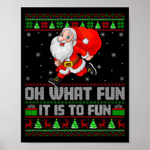 Oh was für ein Spaß ist es, lustig Santa Running H Poster