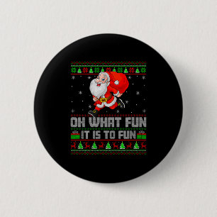 Oh was für ein Spaß ist es, lustige Santa Running Button