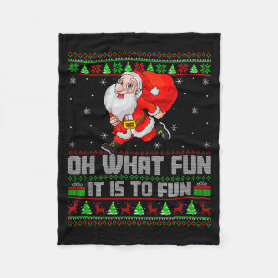 Oh was für ein Spaß ist es, lustigen Santa Running Fleecedecke