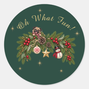 Oh Was Für Ein Spaß Pug Weihnachten Feiertagsaufkl Runder Aufkleber