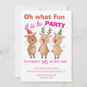Oh was für ein Spaß Rentiere Feiertags Party Einladung