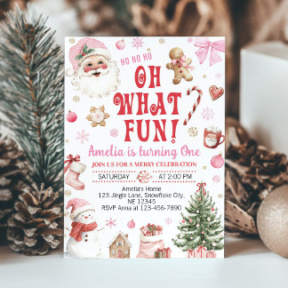 Oh Was Für Ein Spaß Rosa Weihnachtsmann Weihnachte Einladung