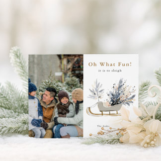 Oh Was Für Ein Spaß Schlittenfahrt Foto Weihnachte Feiertagspostkarte