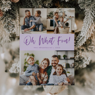Oh Was Für Ein Spaß Schrift Weihnachtsfoto Flieder Feiertagskarte